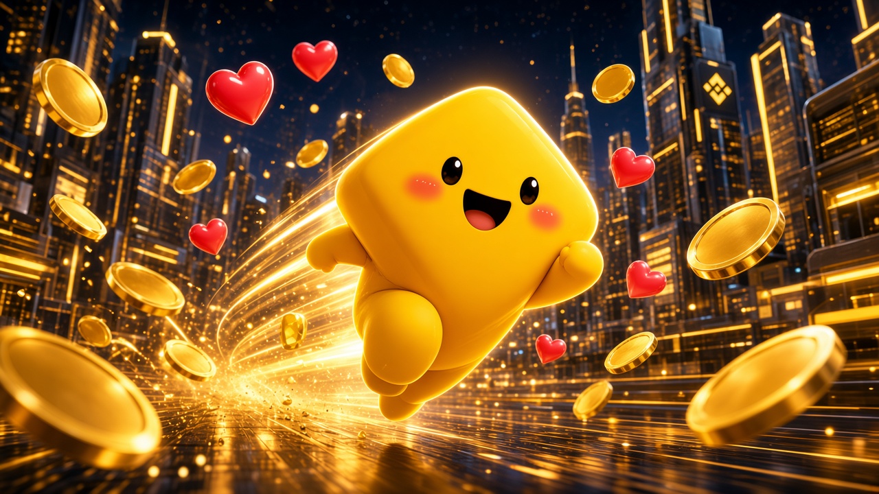 Binance Bibi sprinting a golden data highway